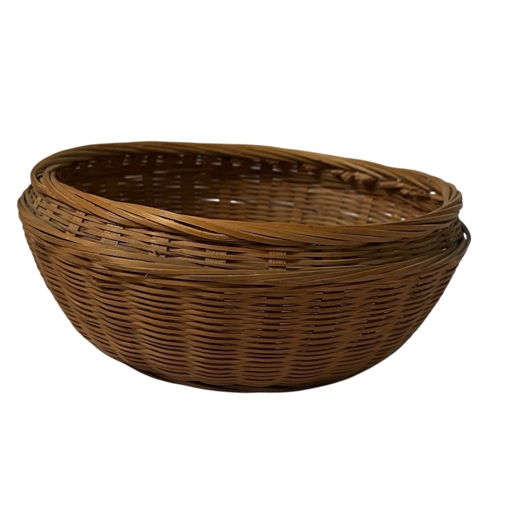 Woven Round Brown Wicker Basket